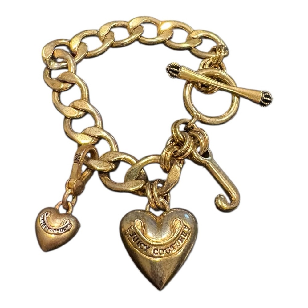 Juicy Couture Gold Toggle Heart Charm Bracelet with J Dangle J18